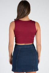 Dark Denim Embroidered Button Up Skirt - Grace