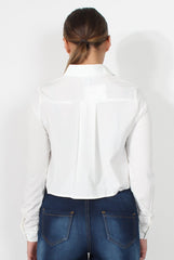 Grace White Long Sleeved Cropped Shirt