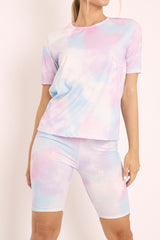 Blue Tie Dye T-shirt and Cycling Shorts Co-ord - Emmalin