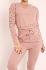 Nude Crop Top and Slim Jogger Loungewear Co-ord Set - Suzy