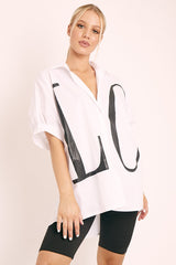White Oversized LO VE Shirt - Harmony