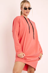 Coral Oversized Hoodie Jumper Dress - Mariah