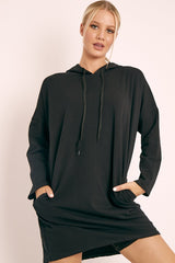 Black Oversized Hoodie Jumper Dress - Mariah