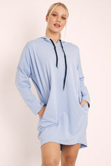 Blue Oversized Hoodie Jumper Dress - Mariah