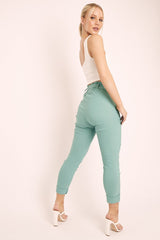 Sage Tie Belt Paperbag Waist Trousers - Jaylea