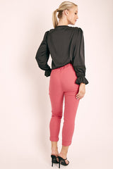 Pink Tie Belt Paperbag Waist Trousers - Jaylea