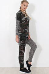 Gracie Grey Camouflage  Asymmetric Loungewear set