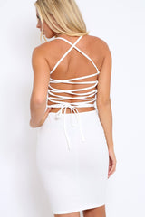 White Lace Up Back Mini Dress - Gracie
