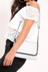Silver Chain Trim Handbag - Graclynn