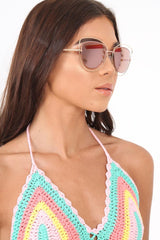 Pink Cat Eye Metallic Sunglasses - Graycie