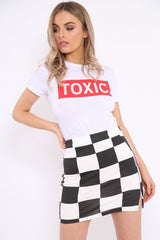 White Crew Neck Toxic Slogan T-Shirt - Grecia