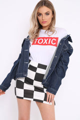 White Crew Neck Toxic Slogan T-Shirt - Grecia