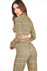 Gold Black Greek Crop Top Leggings Co-Ord - Artemis