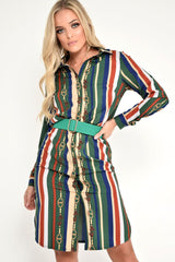 Green Chain Print Shirt Dress - Cabela