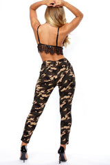 Khaki Camo High Waisted Trousers - Jerica