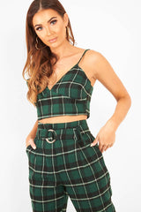 Green Check Bralet And Belted Trouser Co-ord - Brilyn