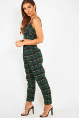 Green Check Bralet And Belted Trouser Co-ord - Brilyn