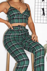 Green Check Bralet And Belted Trouser Co-ord - Brilyn