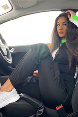 White Black and Neon Green Contrast Long Sleeved Bodysuit - Lareen