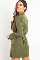 Khaki Utility Belted Zip Front Shirt Dress - Meliyah