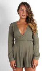 Ellie Khaki Cross Front Playsuit