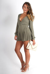 Ellie Khaki Cross Front Playsuit
