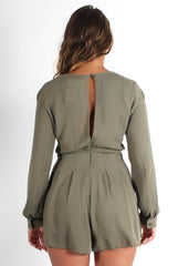Ellie Khaki Cross Front Playsuit
