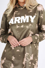 Green Acid Wash Army Hoodie - Aime