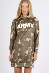 Green Acid Wash Army Hoodie - Aime