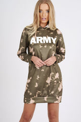 Green Acid Wash Army Hoodie - Aime