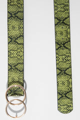 Yellow Snake Print Circle Buckle Belt  - Jaley