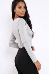 Grey Slinky Twist Front Bodysuit - Gretchen