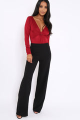 Wine Slinky Twist Front Bodysuit - Gretchen