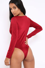 Wine Slinky Twist Front Bodysuit - Gretchen