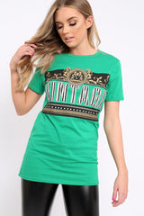 Green Vintage Slogan T-shirt - Aaya