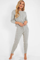Grey Cable Knit Jumper Jogger Co-Ord - Gabbi