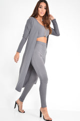 Grey Rib Longline Cardigan - Charlett
