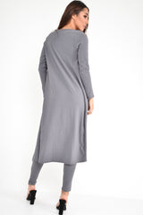 Grey Rib Longline Cardigan - Charlett