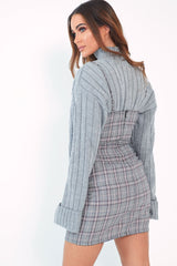 Grey Pink Check Cami Strap Mini Dress - Katalya