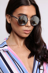 Grey Marble Circle Frame Sunglasses - Devlynn
