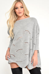 Grey Scallop Hem Knit Jumper - Elyssa