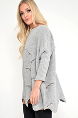 Grey Scallop Hem Knit Jumper - Elyssa