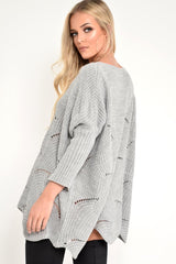 Grey Scallop Hem Knit Jumper - Elyssa