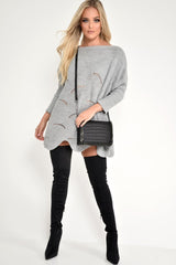Grey Scallop Hem Knit Jumper - Elyssa
