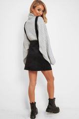 Black Corduroy Pinafore Dungaree Dress - Ayona