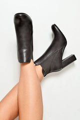 Grey PU Block Heel Ankle Boots - Karlei