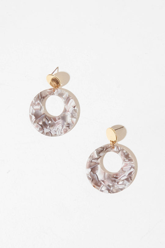 Grey Gold Resin Drop Earrings - Lorena