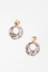 Grey Gold Resin Drop Earrings - Lorena