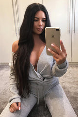 Grey Knot Front Knit Loungewear Set - Lorelei