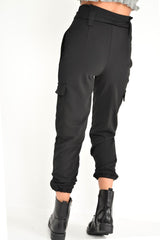 Black Paper Bag Cargo Pocket Trousers - Brette
